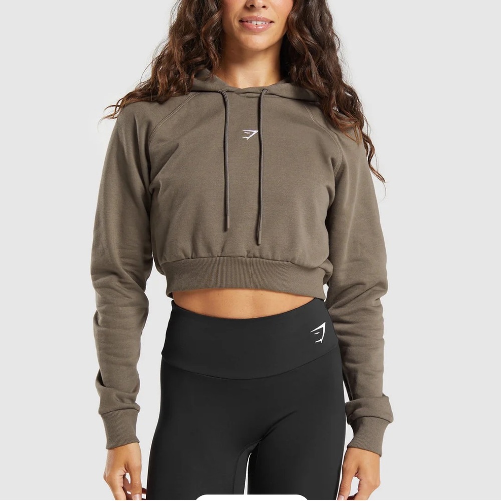 Burgundy Gymshark fleece cropped hoodie
